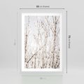 Plakat w ramie 50x70 - Szron na Gałęziach - ośnieżone gałązki, szron na gałęziach - rama biała