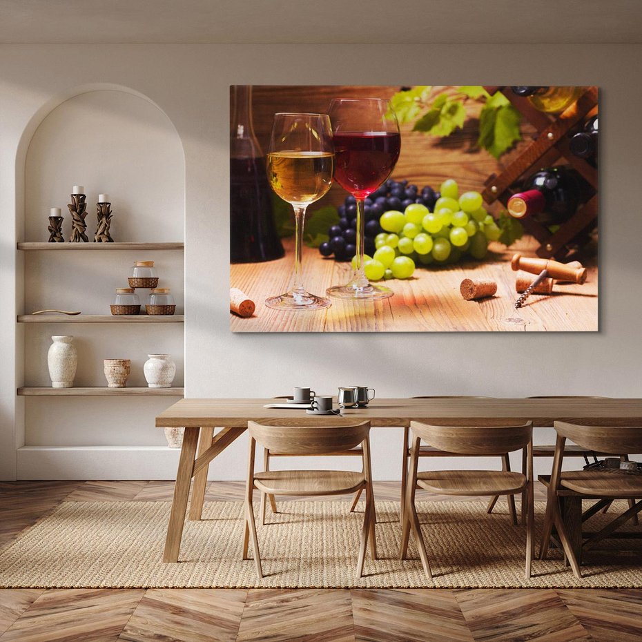 Obraz na płótnie 70x50 - owocowy raj - wino, winogrona