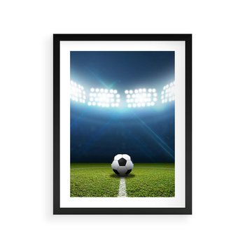 Plakat w ramie 30x40 - Piłka w drodze do gola - piłka, gol - rama czarna