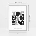 Obraz w ramie 50x70 - Taniec Dziwacznych Kresek - minimalistyczny plakat, czarno biały - rama biała