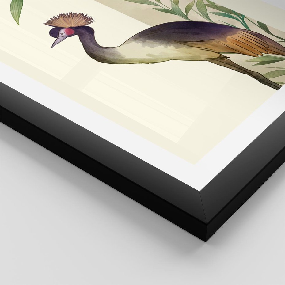 Plakat w ramie 50x70 - Kwiatowa Ekspresja - japońska sztuka, ptak - rama czarna