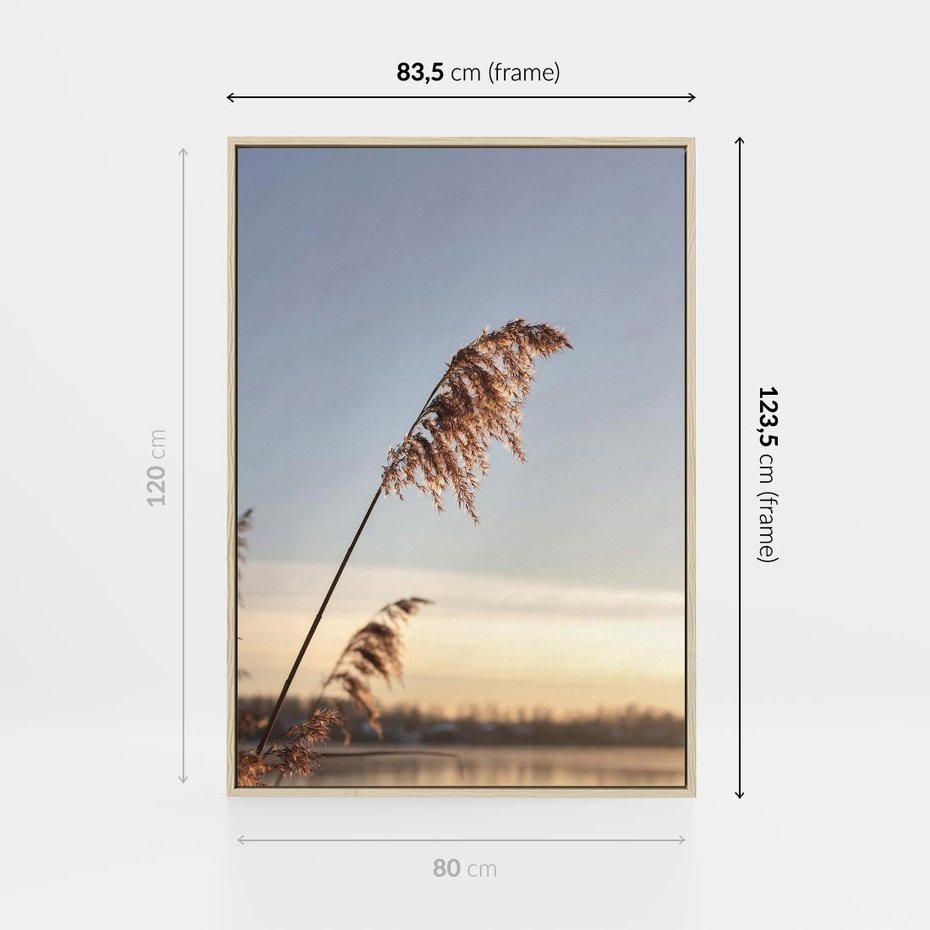 Obraz w ramie 80x120 - Naturalna Delikatność - trawy, boho - rama drewno