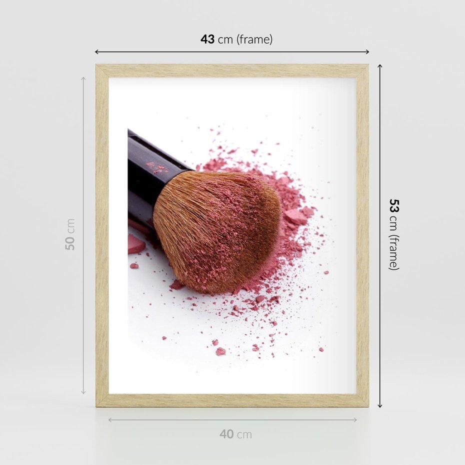 Plakat w ramie 40x50 - Makijaż w kolorze pędzla - makijaż, pędzel - rama drewno