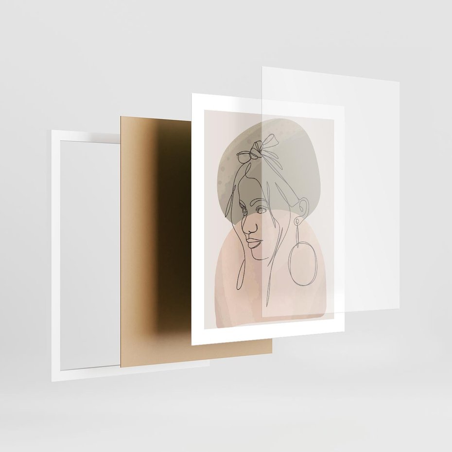 Plakat w ramie 40x50 - Kobieta w Linii: Akwarelowa Harmonia - kobieta one line, grafika - rama biała