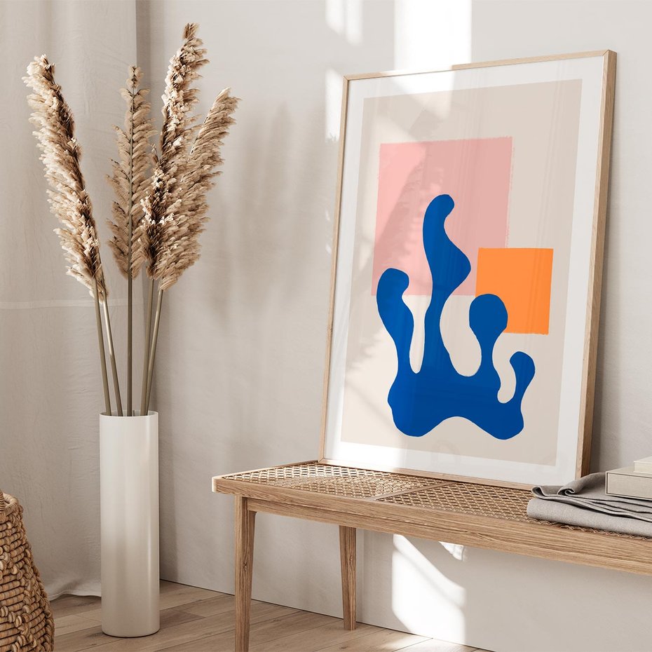 Plakat w ramie 50x70 - Bezgraniczna Galeria Plam - abstrakcja, nowoczesny plakat - rama drewno