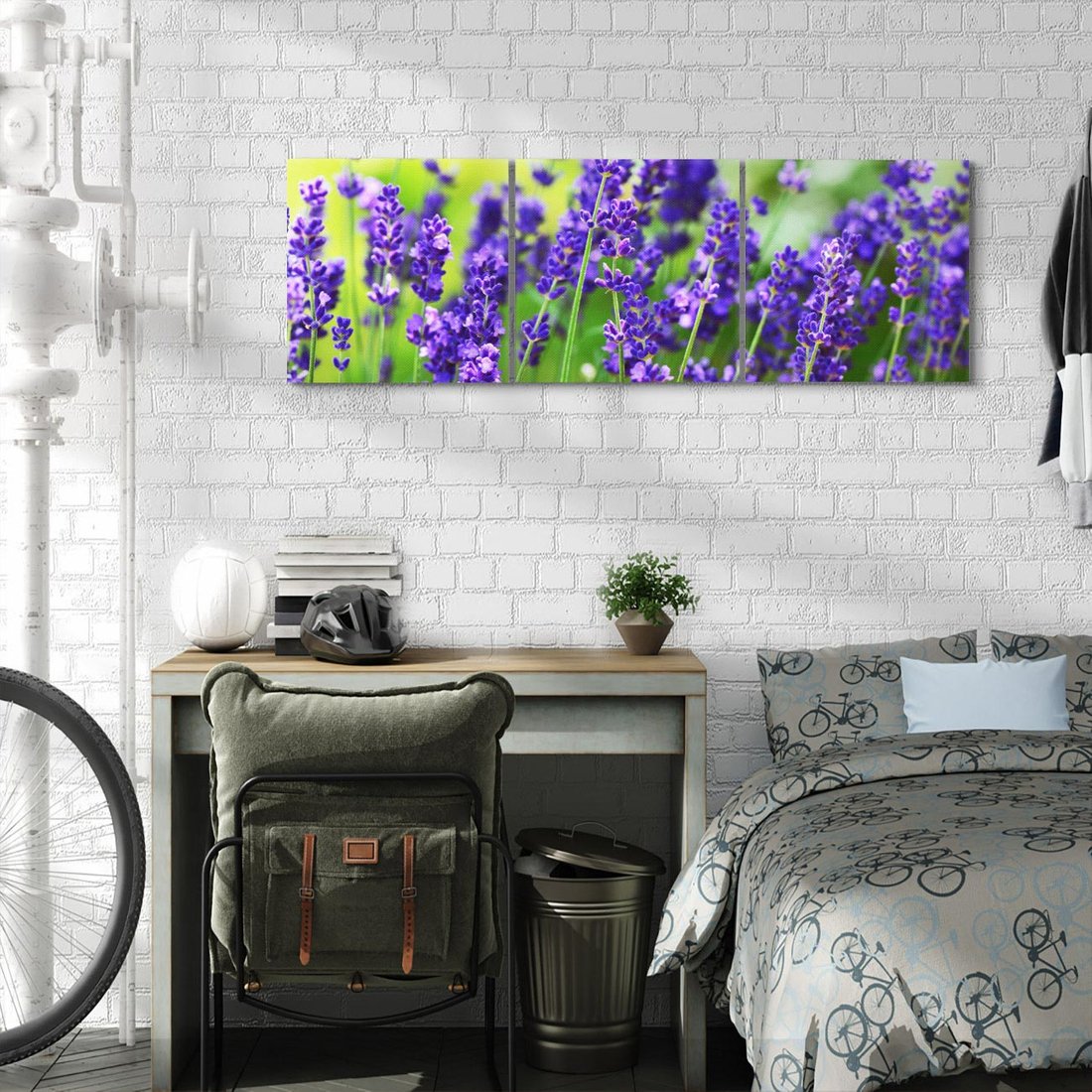 Obraz na płótnie 120x40 - Elegancka lawenda w pełnym rozkwicie - lawenda, kwiaty