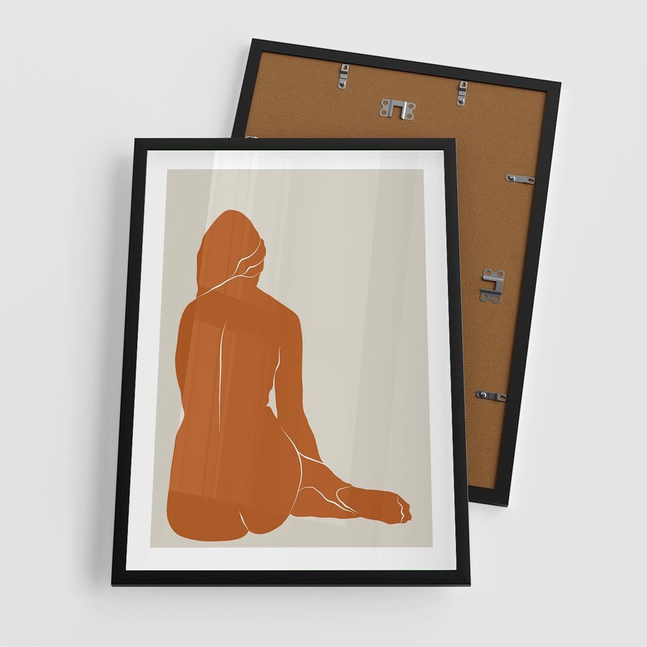 Plakat w ramie 50x70 - Kobieca Sylwetka w Stylu Modernistycznym - modernistyczny pakat, kobieca sylwetka - rama czarna