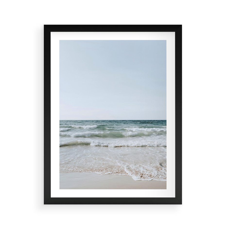 Plakat w ramie 50x70 - Spokój nad Brzegiem - plaża, morze - rama czarna