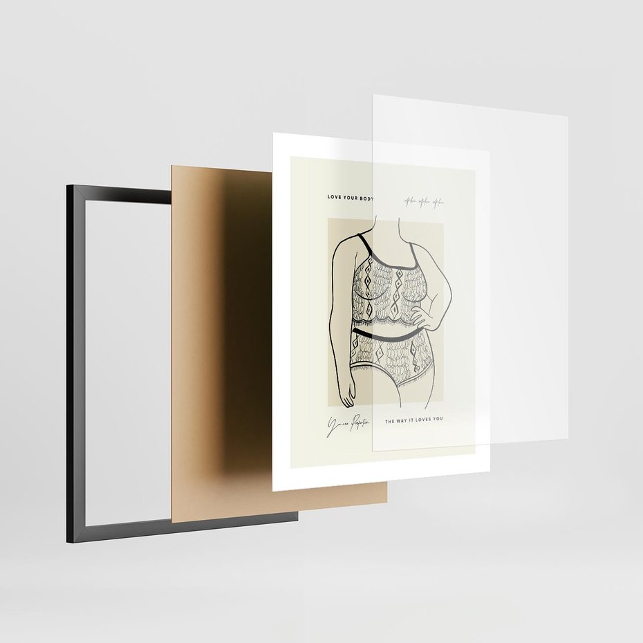 Plakat w ramie 40x50 - Spojrzenia Wewnętrznych Widoków - nowoczesna sztuka kobieca, plakat - rama czarna