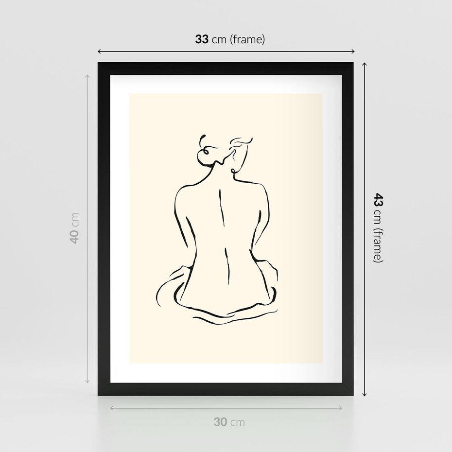 Plakat w ramie 30x40 - Migotliwa Symfonia - kobieta akt, minimalizm - rama czarna