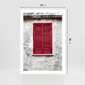 Plakat bez ramy 21x30 - Okno z Czerwonymi Okiennicami - stare okno, kamienica