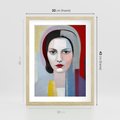 Plakat w ramie 30x40 - Kolorowe Granice Form - abstrakcyjny obraz olejny, portret twarzy kobiety - rama drewno