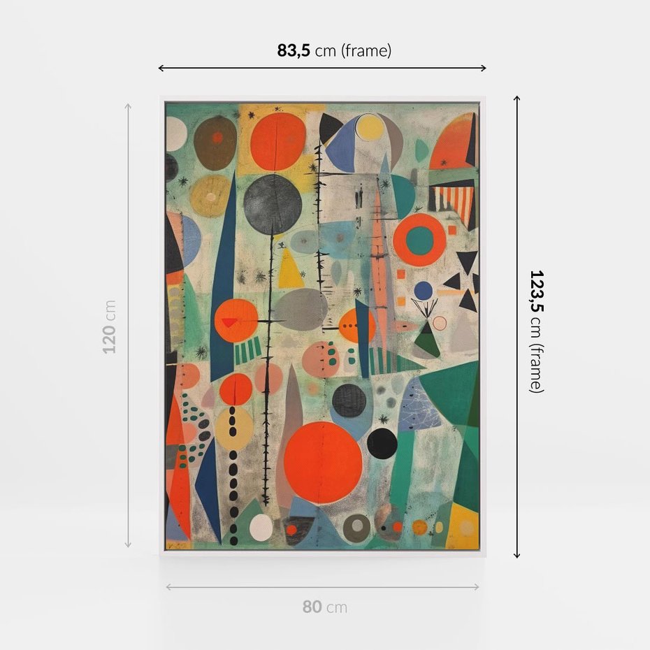 Obraz w ramie 80x120 - Wewnętrzne Zagadki Kształtów - abstrakcyjny obraz, sztuka abstrakcji - rama biała