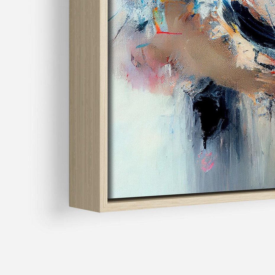 Obraz w ramie 50x50 - Kontrapunkty zatajonych uczuć - dynamiczna abstrakcja, bałagan na płótnie - rama drewno