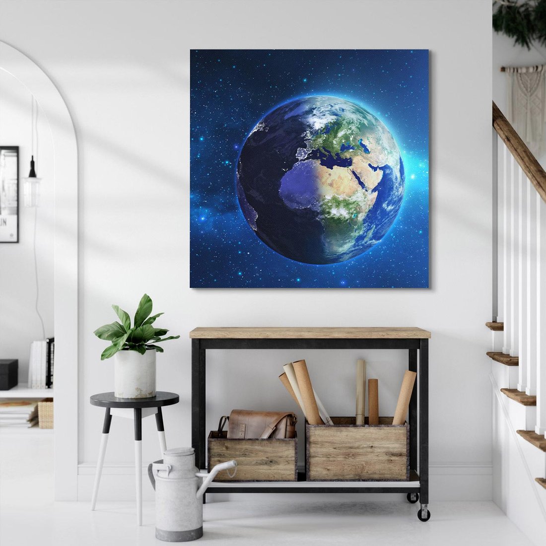 Obraz na płótnie 60x60 - Kosmiczna podróż: Ziemia jako planeta - kosmos, ziemia