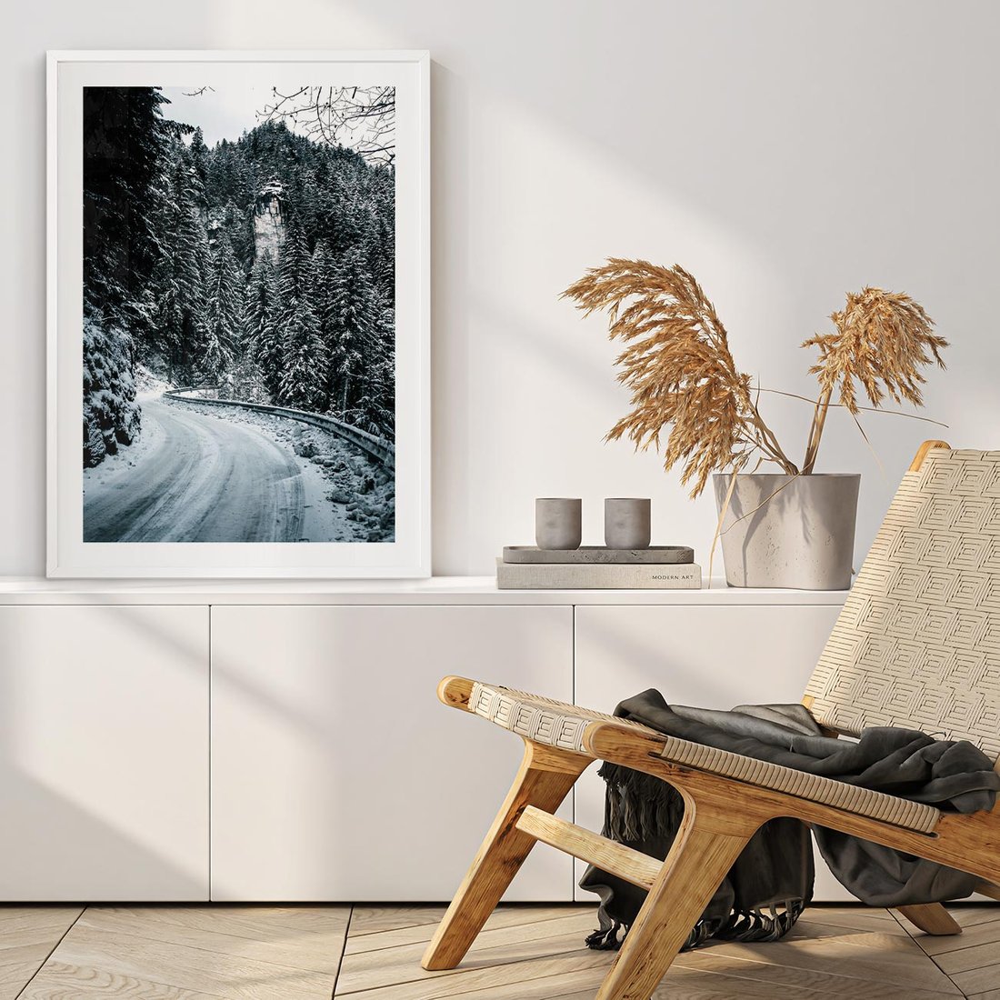 Plakat bez ramy 50x70 - Zimowa Przygoda - zima w górach, droga