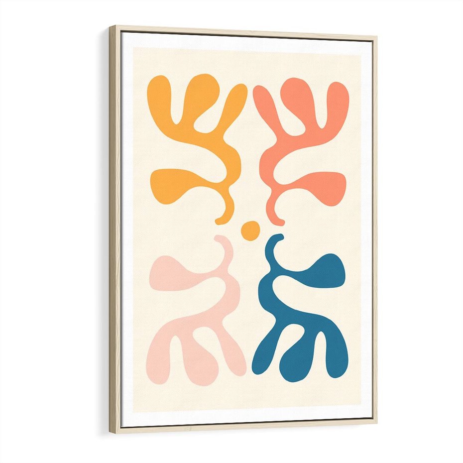 Obraz w ramie 70x100 - Migotliwe Akwarelowe Kontury - absrakcyjne dziwne formy, nowoczesny plakat - rama drewno