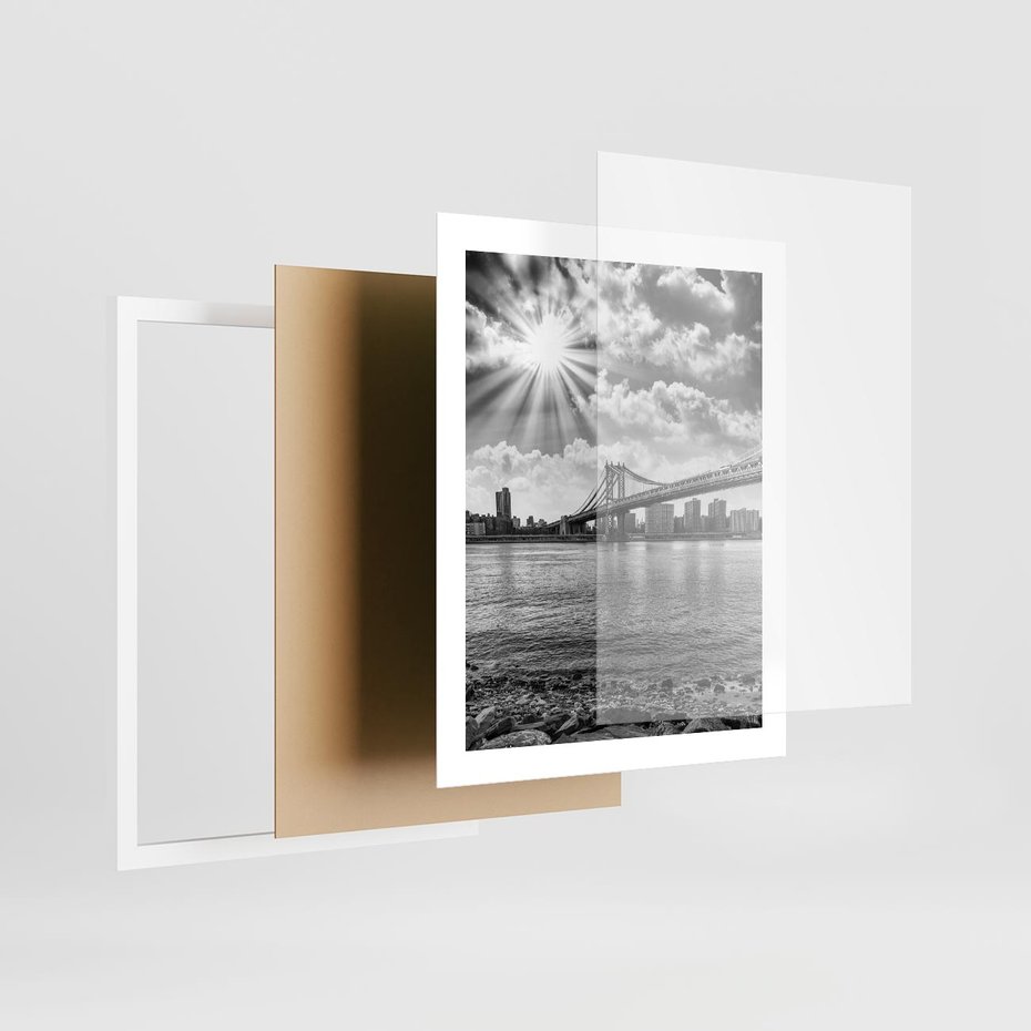Plakat w ramie 40x50 - Most w Mieście - most, miasto - rama biała