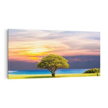 Obraz na płótnie 140x70 - Drzewo, Morze, Trawa - Naturalna Harmonia - drzewo, morze