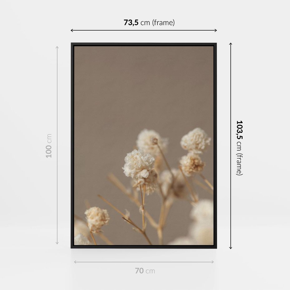 Obraz w ramie 70x100 - Przezroczyste piękno - gipsówka, suche - rama czarna