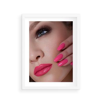 Plakat w ramie 50x70 - Usta, manicure, spa: kobieca harmonia - usta, manicure - rama biała