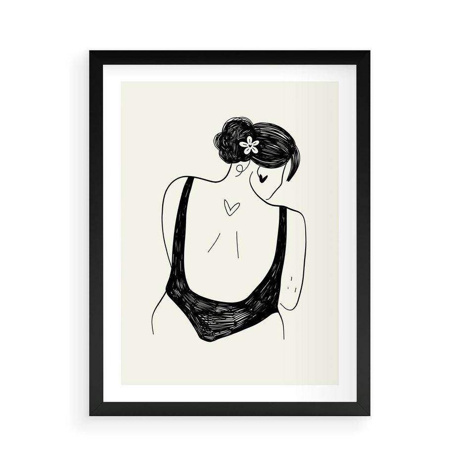 Plakat w ramie 50x70 - Echa Piękna - piękno kobiecego ciała, kobieta - rama czarna