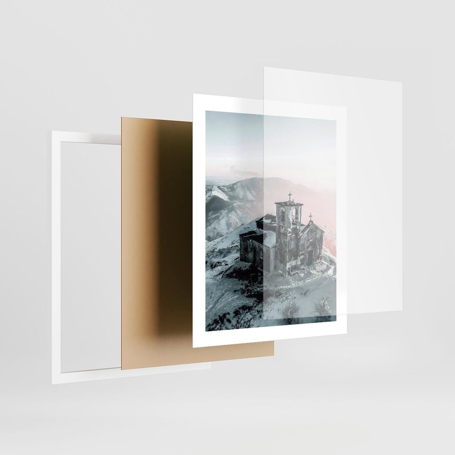 Plakat w ramie 40x50 - Stary Kościół w Górach - stary kościół, ruiny - rama biała