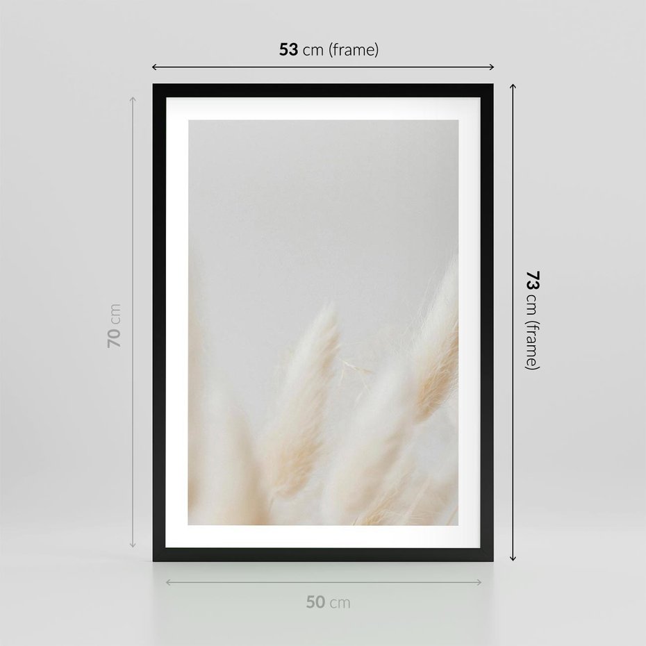 Plakat w ramie 50x70 - Biały Spokój - białe trawy, suche trawy pampas - rama czarna