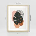 Plakat w ramie 40x50 - Minimalizm w Liściach Monstery: Plamy i Kropki - minimalizm, monstera plamy - rama drewno