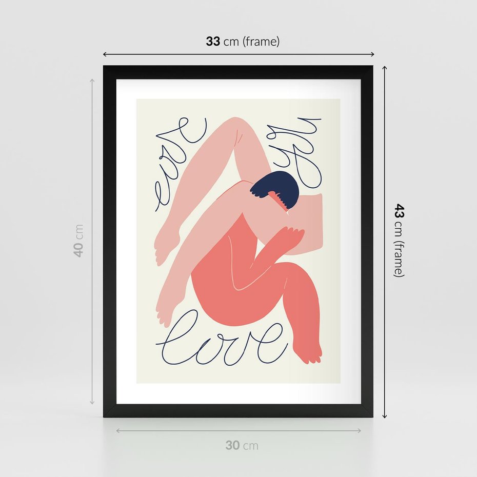Plakat w ramie 30x40 - Dźwięk ciszy na płótnie - para zakochanych, graficzny obraz - rama czarna