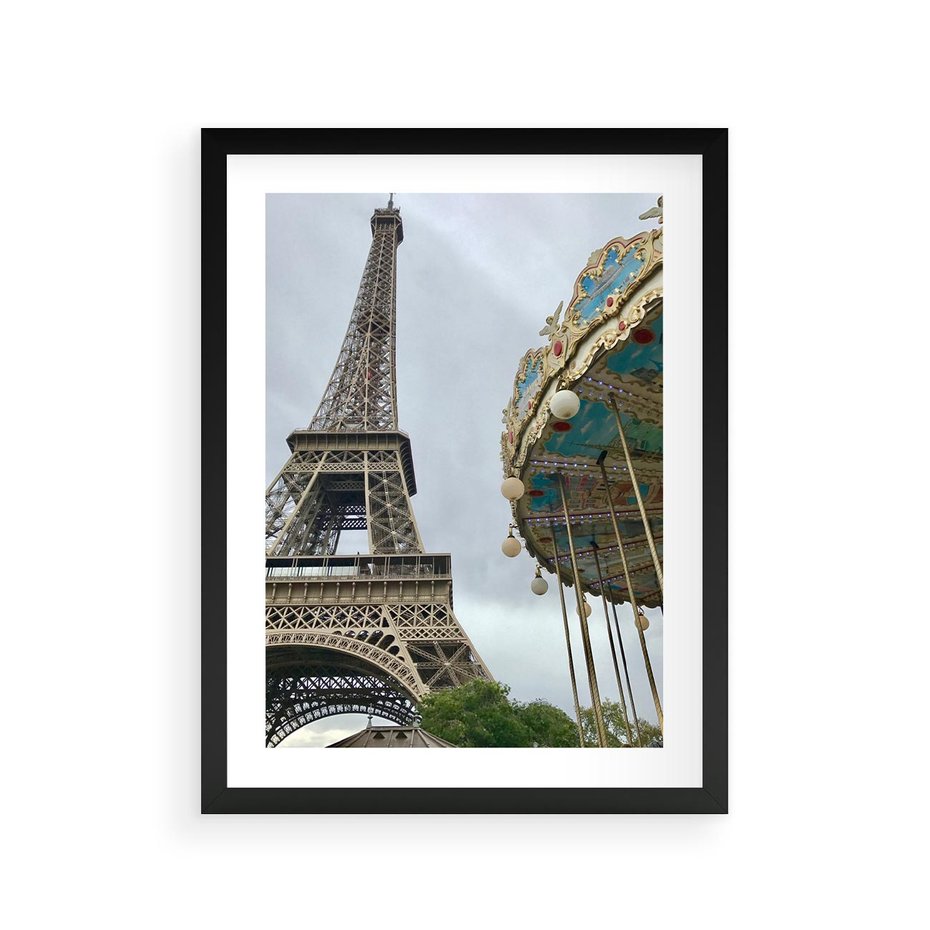 Plakat w ramie 30x40 - Delikatność kolorów - wieża, Eiffla - rama czarna