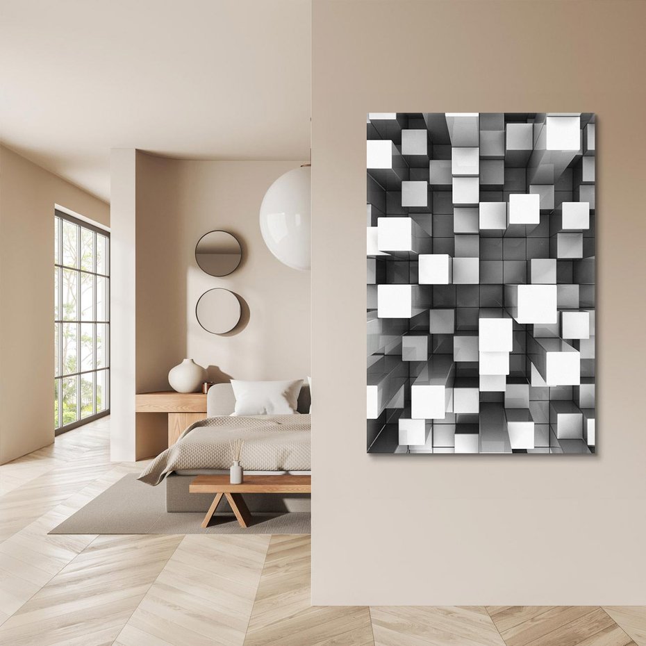 Obraz na płótnie 70x100 - Abstrakcyjne światy: 3D w kwadratach - 3D, abstrakcja