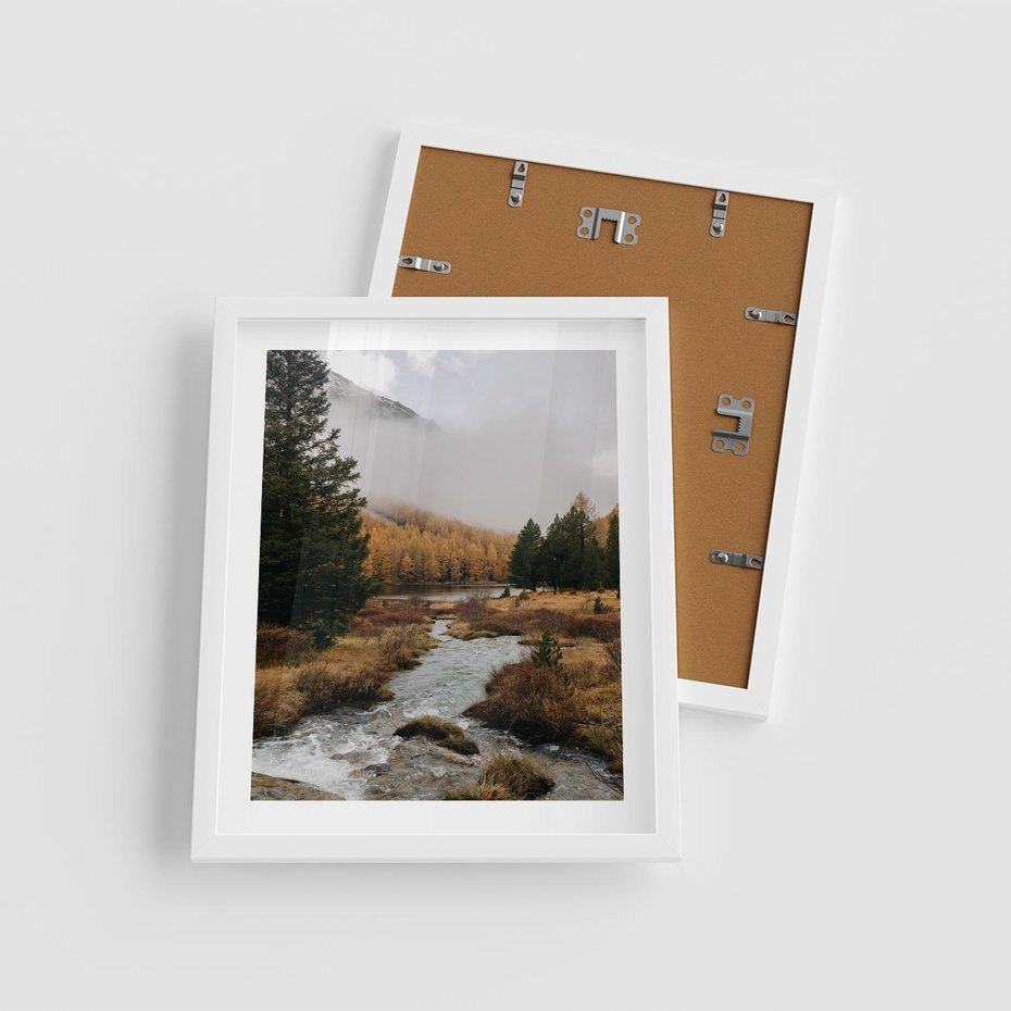 Plakat w ramie 40x50 - W Górskiej Dolinie - artystyczna fotografia, las - rama biała