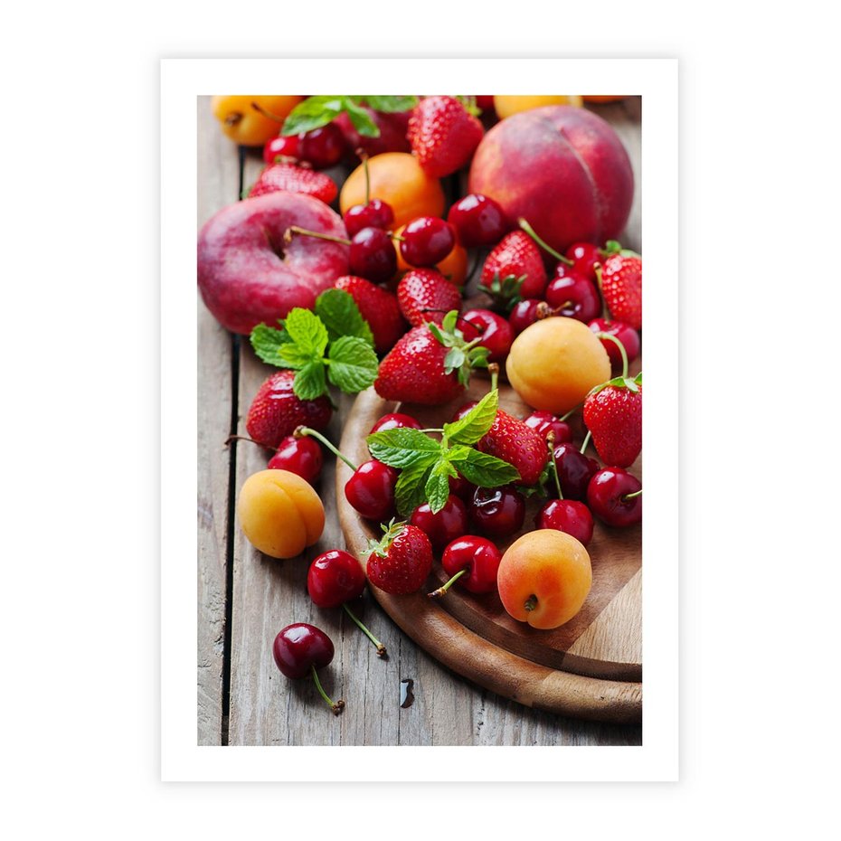 Plakat bez ramy 30x40 - Owoce w restauracji artystycznie - owoce, restauracja