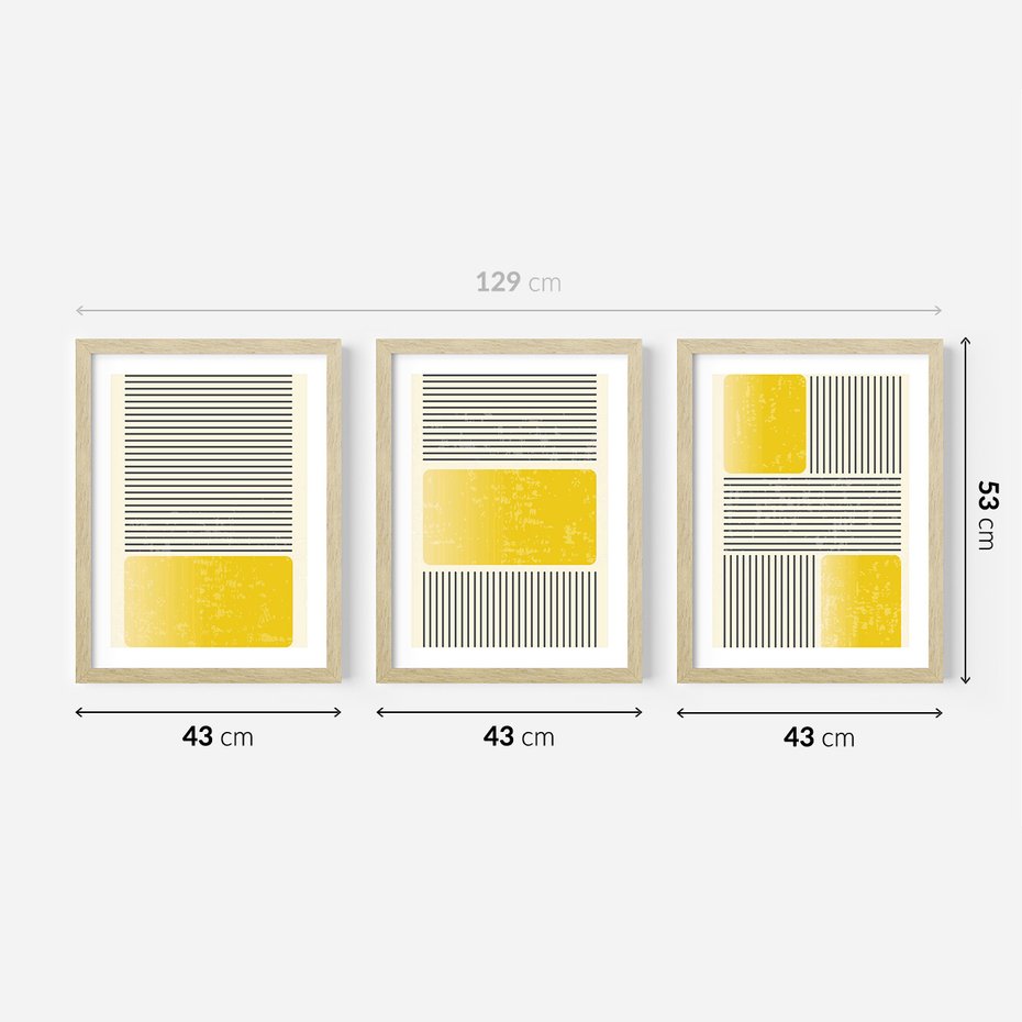 Zestaw obrazy w ramie 40x50 galeria - Symetria, graficzna, minimalizm - rama drewno