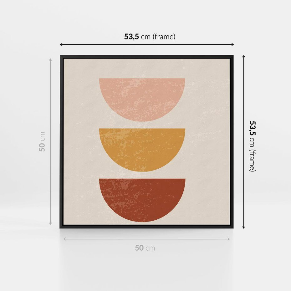 Obraz w ramie 50x50 - Geometryczne Wibracje - boho plakat, geometryczny - rama czarna