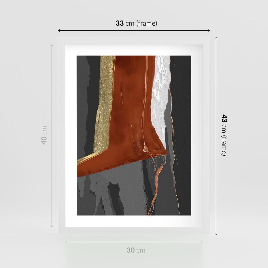 Plakat w ramie 30x40 - Abstrakcyjna impresja - abstrakcja, nowoczesny - rama biała