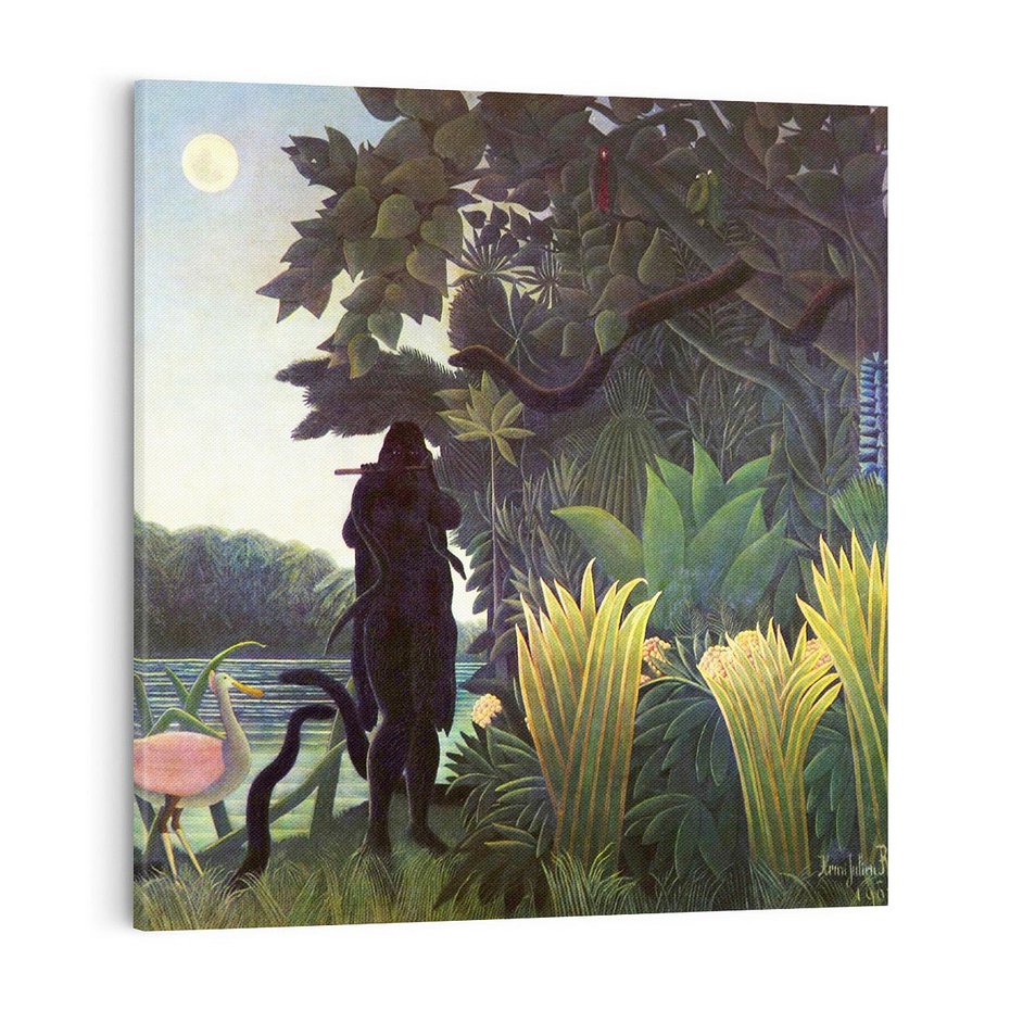 Obraz na płótnie 40x40 - "The Snake Charmer"  (1907) Henriego Rousseau - Reprodukcja - reprodukcja, obraz na płótnie