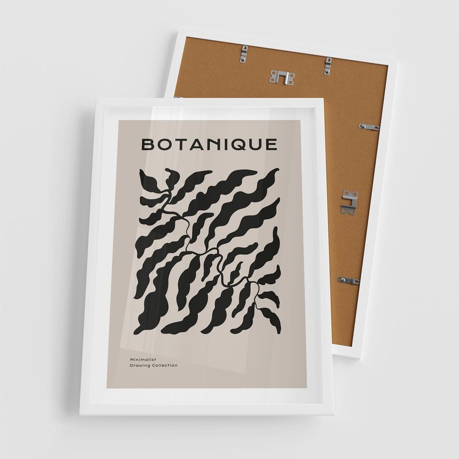 Plakat w ramie 50x70 - Księga Odbić - abstrakcyjne liśćie, roślinne motywy - rama biała