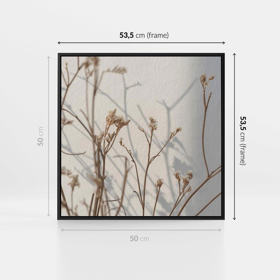 Obraz w ramie 50x50 - Boho gałązki suche - gałązki, suche - rama czarna