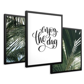 Zestaw obrazy w ramie 40x50 galeria - Palmy, pozytywe, myślenie - rama czarna