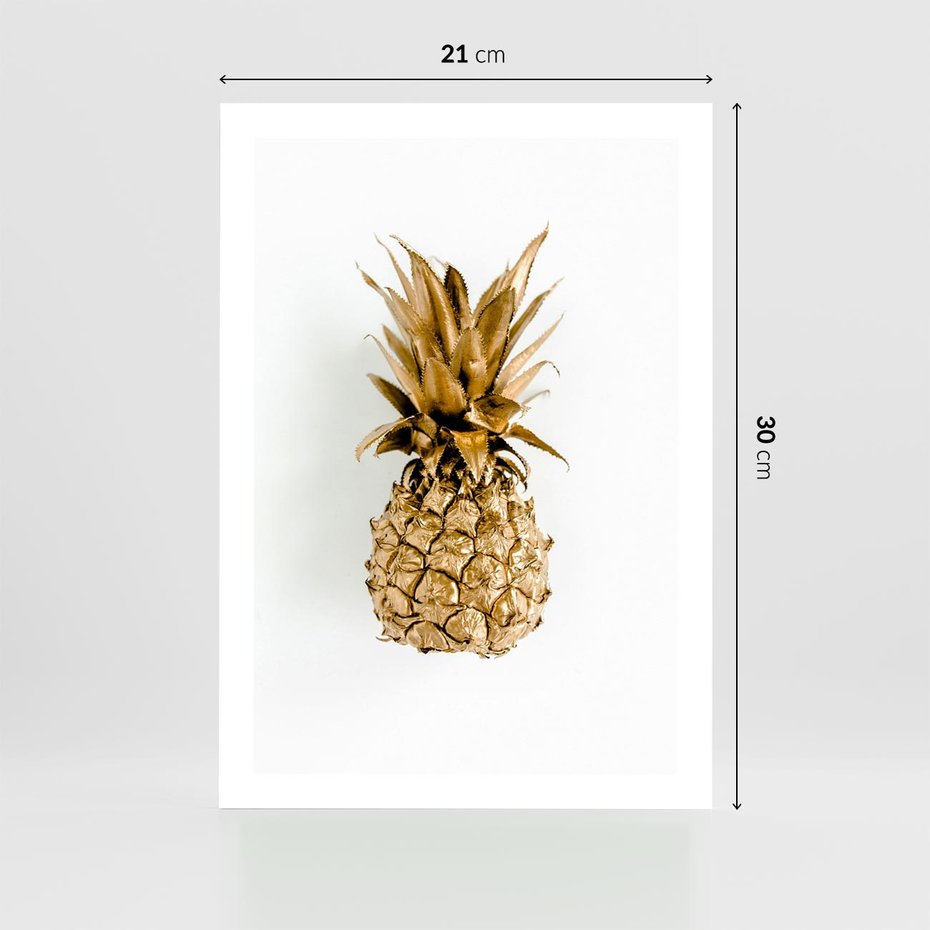 Plakat bez ramy 21x30 - Ekskluzywny Akcent - złoty, ananas