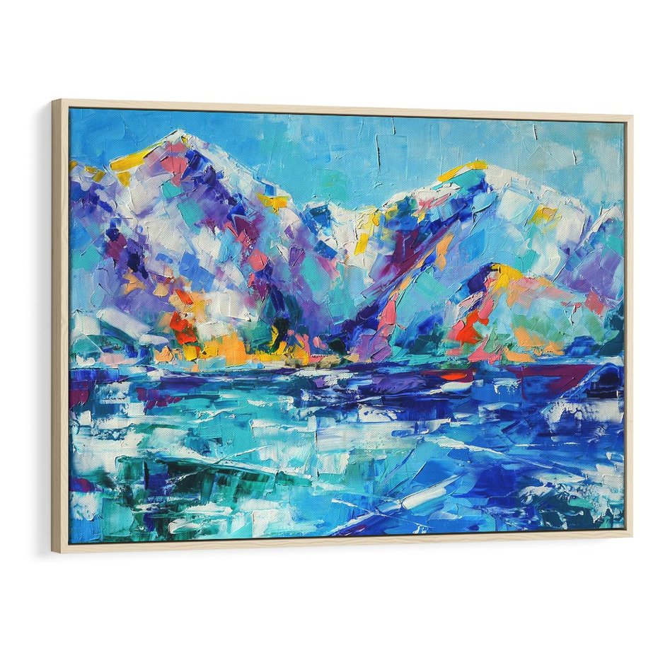 Obraz w ramie 100x70 - Mistyka Górskich Marzeń - abstrakcja, pejzaż gór - rama drewno