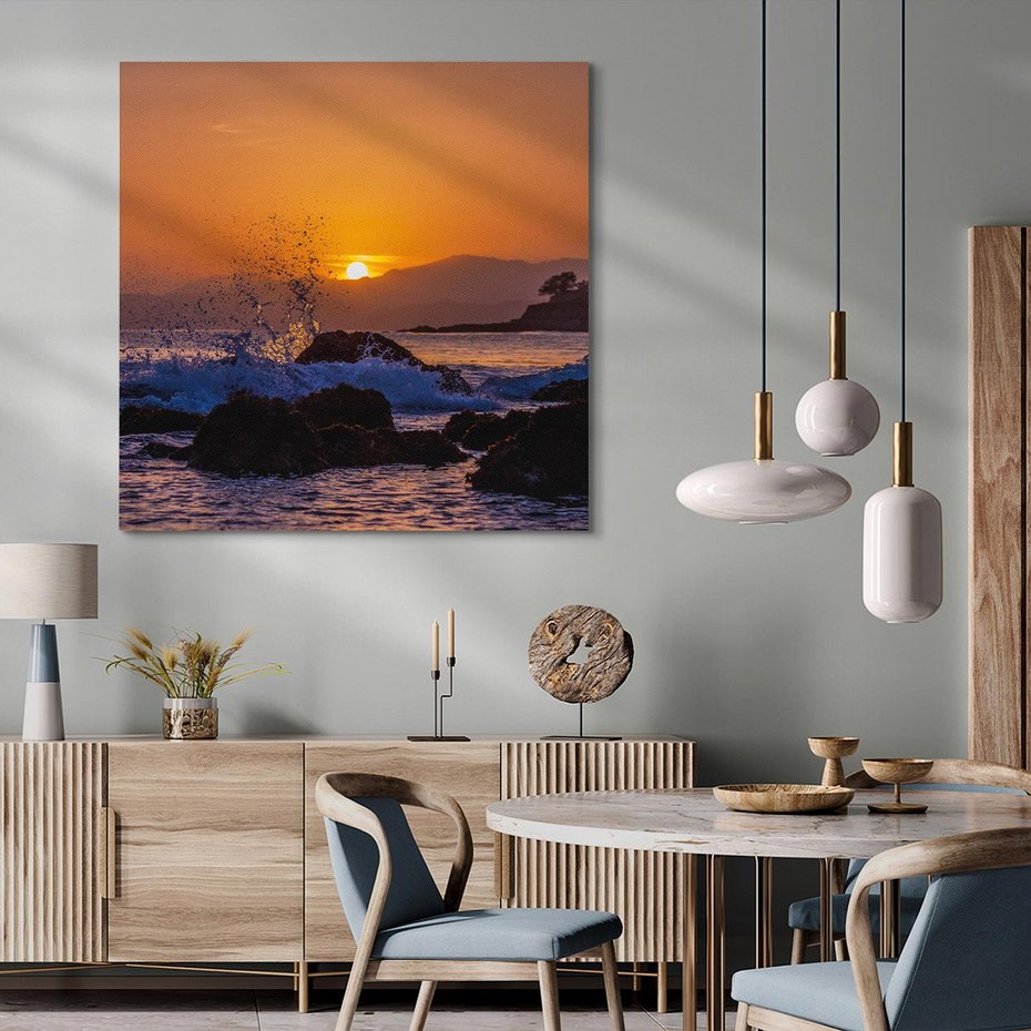 Obraz na płótnie 30x30 - Morze, fale i skały - morze, fale