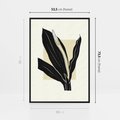 Obraz w ramie 50x70 - Harmonia liści - minimalistyczny obraz, szkic - rama czarna