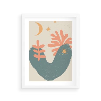 Plakat w ramie 40x50 - Energetyczne Kształty - boho formy, kształty - rama biała