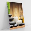 Obraz na płótnie 50x70 - Spokojny zakątek SPA z bambusem i kamieniami - bambus, kamienie