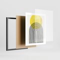 Plakat w ramie 40x50 - Słoneczne Odbicia - geometria, żółte koło - rama czarna