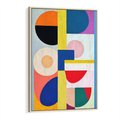 Obraz w ramie 50x70 - Harmonia Kolorowych Impulsów - abstrakcyjne geometryczne kształty, olejny obraz - rama drewno