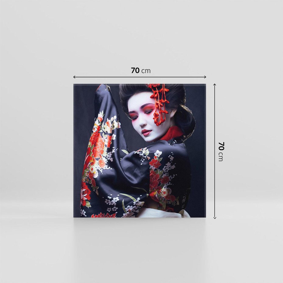Obraz na płótnie 70x70 - Elegancka japońska gejsza - japońska, gejsza